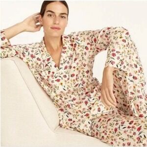 J Crew NWT Easy Luxe Eco Long Sleeve Pajama Set in‎ Ivory Vintage Floral XS
